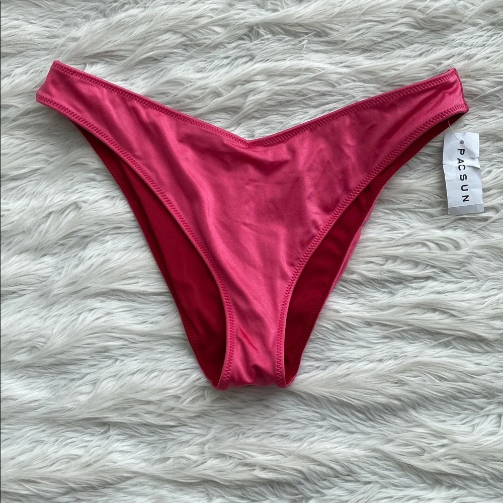 LA Hearts by PacSun | Pink & Red Reversible Ria V High Cut Bikini Bottom